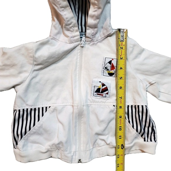 Chemise Lacoste Vintage Baby Toddler Coat 24 Months Sail Boat Zipper Hood Cotton - Picture 8 of 8